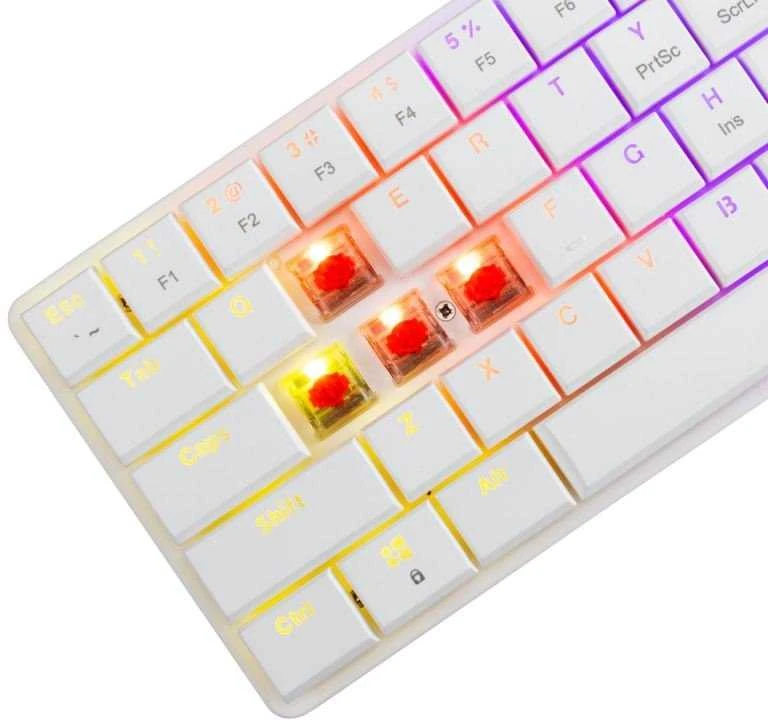 White Shark Baltas Shark Baltas Shark gaming mechaninė klaviatūra NAGAMAKI, US išdėstymas, red switch, baltos spalvos (GK-006211)