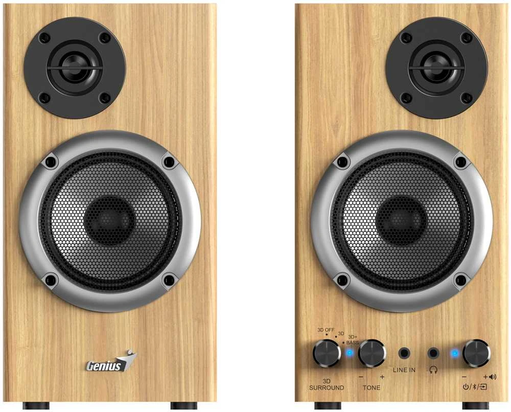 Kompiuterio kolonėlės Genius garsiakalbiai SP-HF520BT, 2.0, 20W, pušies mediena, AUX/Bluetooth 5.3