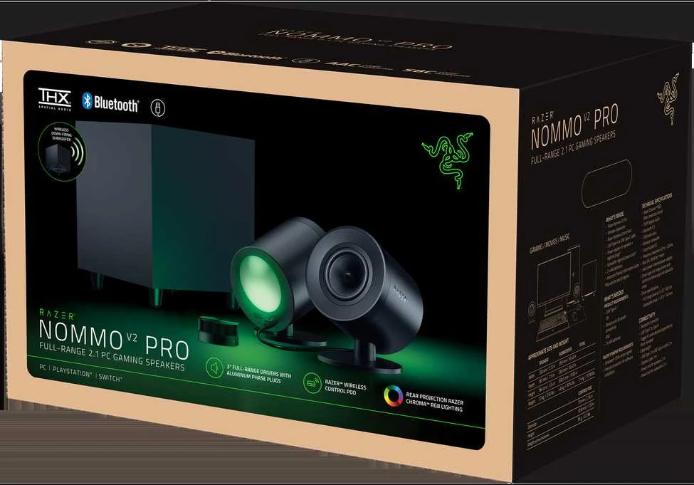 Kompiuterio kolonėlės Razer | Gaming Speakers | Nommo V2 Pro - 2.1 | Bluetooth | Belaidė jungtis | Juodas