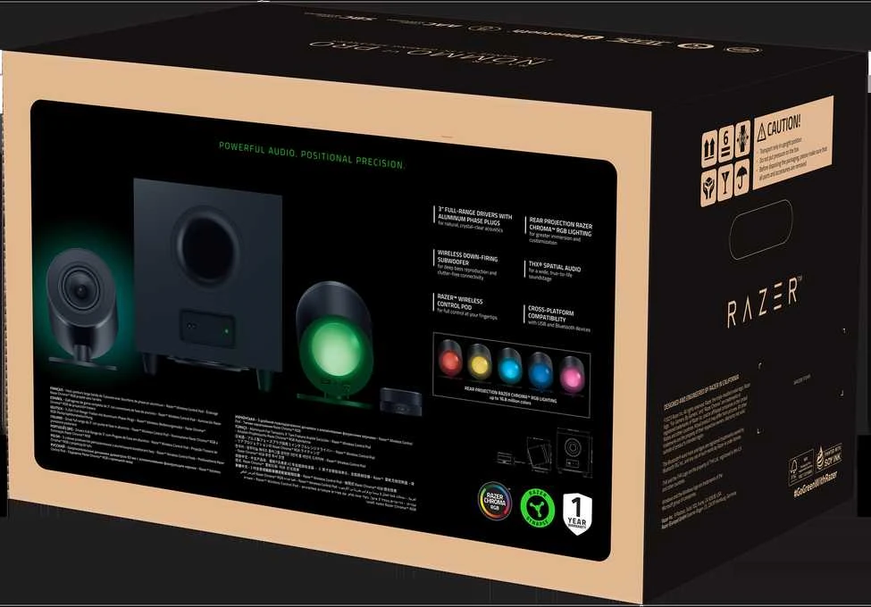 Kompiuterio kolonėlės Razer | Gaming Speakers | Nommo V2 Pro - 2.1 | Bluetooth | Belaidė jungtis | Juodas