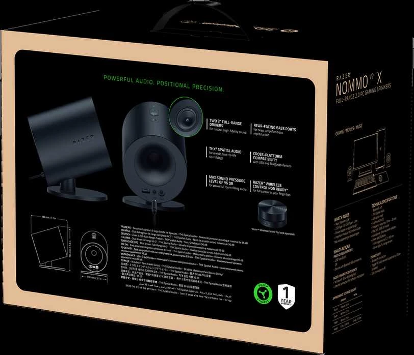 Kompiuterio kolonėlės Razer | Žaidimų garsiakalbiai | Nommo V2 X - 2.0 | Bluetooth | Juodas