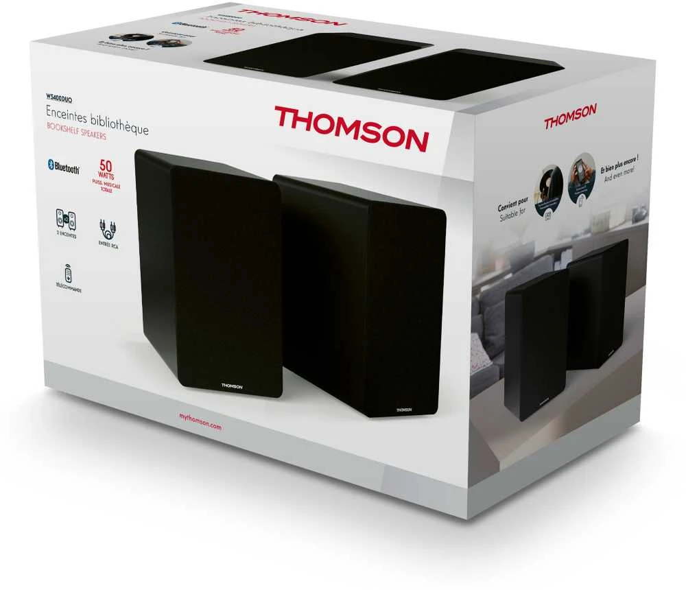 Kompiuterio kolonėlės Knygų Lentynos Garsiakalbiai Thomson Hifi 50W BT 5.0 Rca Juodi