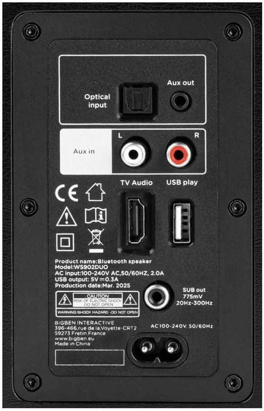 Kompiuterio kolonėlės Thomson WS902DUO aktyvios HiFi kolonėlės su „Bluetooth“, 150 W, USB, RCA, HDMI