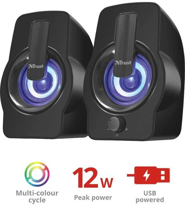 Kompiuterio kolonėlės Kolonėlės kompiuteriui Trust Gemi RGB 2.0, juodos