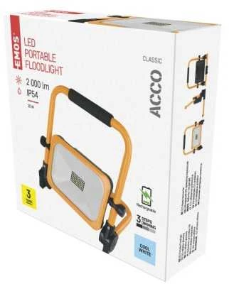 Kondicionierius Emos Geti LED spotlight ACCO rechargeable portable, 20W, yellow, cool baltas