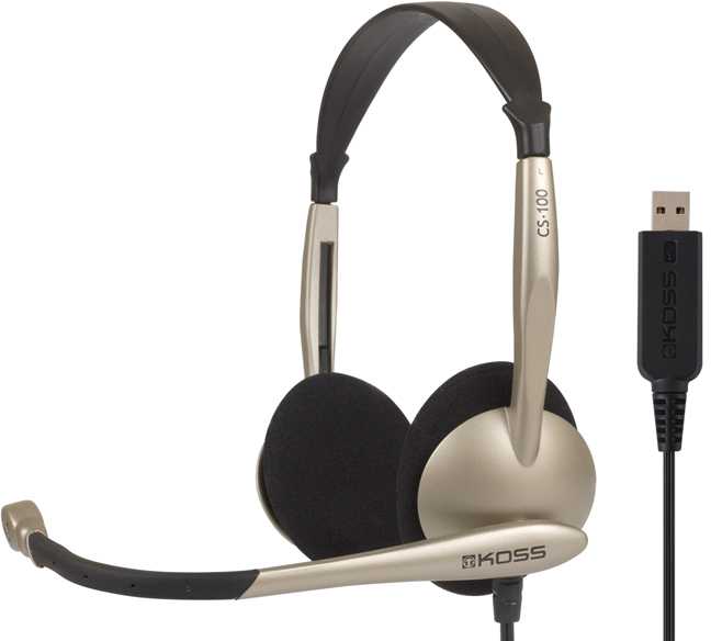 Koss | Ausinės | CS100USB | su laidu | Ant ausų uždedamos | Mikrofonas | Auksinė | Noise canceling