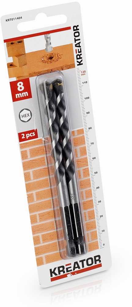 Grąžtas HEX stone drills 8.0x120mm (2pcs) Kreator