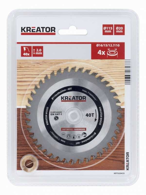 Kreator KRT020435 Diskinis pjūklas, 115mm, 20mm, 2mm, 40T, 20°, 1.3mm