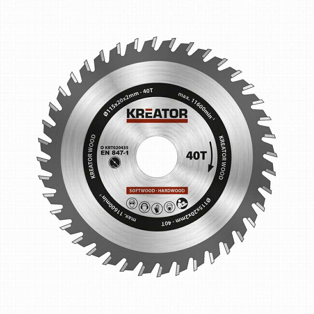 Kreator KRT020435 Diskinis pjūklas, 115mm, 20mm, 2mm, 40T, 20°, 1.3mm