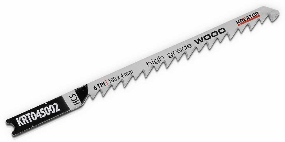 Kreator KRT045002 Dėlionės pjūklo diskas, 100mm, 6 TPI, 2 vnt., U formos kotas, mediena 60mm, plastikas 50mm