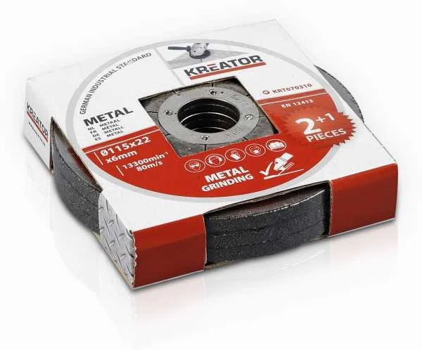 Kreator KRT070310 - Šlifavimo diskas plienui 115x6,0mm 2 plius 1 (3 vnt.)