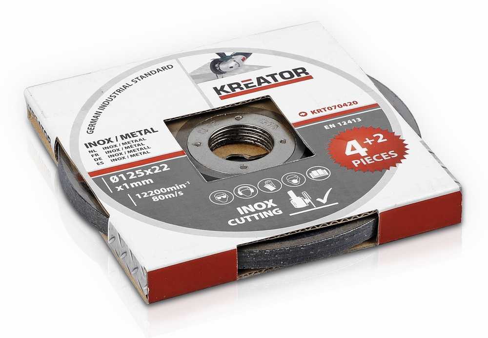 Kreator KRT070420 – pjovimo diskas nerūdijantis plienas/plienas 125 x 1,0 mm 4 plius 2 (6 vnt.)