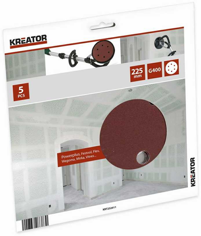 Švitrinio popieriaus diskas Ø225mm, G400 (5vnt.), Audinio pagrindas Kreator