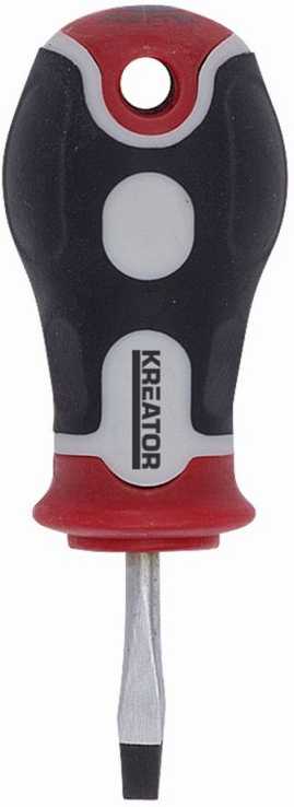 Kreator KRT405101 Trumpas plokščias atsuktuvas, SL4, 25mm, 4, magnetinis antgalis, minkšta rankena