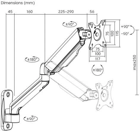 Fellowes Brateck Monitorius laikiklis LDA32-112E vienos rankos mechaninis spyruoklinis sieninis laikiklis