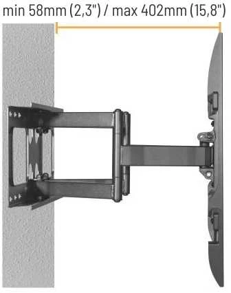 Fellowes „Brateck“ ištraukiamas laikiklis LPA69-466 televizoriui, 37–80 colių, 60 kg, reguliuojamas, tvirtas sieninis laikiklis