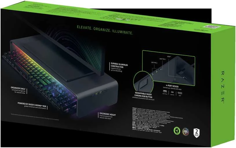 Laikiklis Razer | Desk Mount | Monitorius Stand Chroma | Ergonomic Height | Juodas
