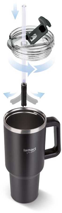 LT4088 KUBEK TER. Juodas 1,2L HUGE LAMART