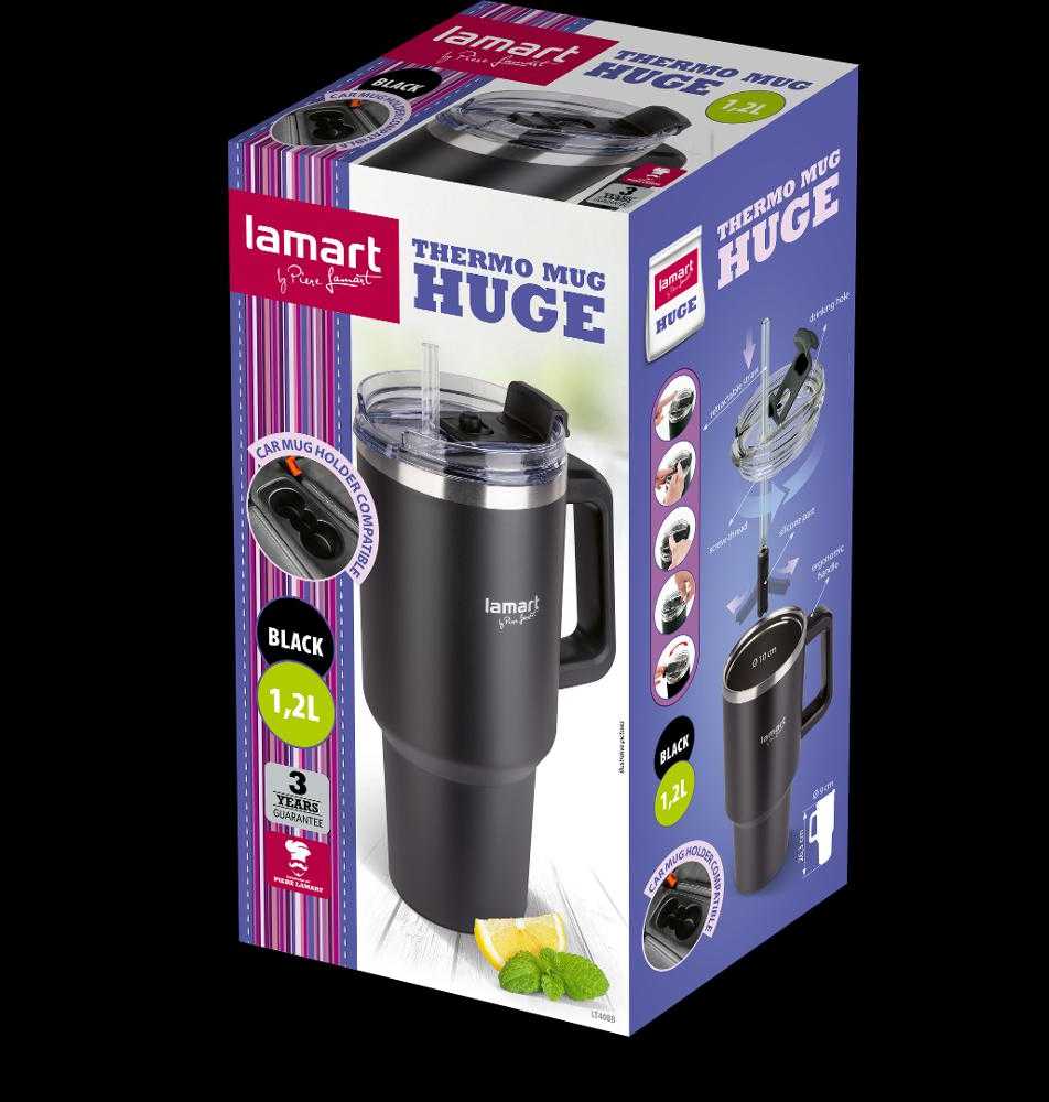 LT4088 KUBEK TER. Juodas 1,2L HUGE LAMART
