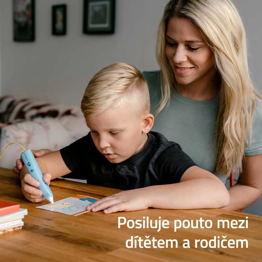 LAMAX ArtKid1 rožinis 3D rašiklis vaikams + 12 spalvų užpildų ir 3 šablonai