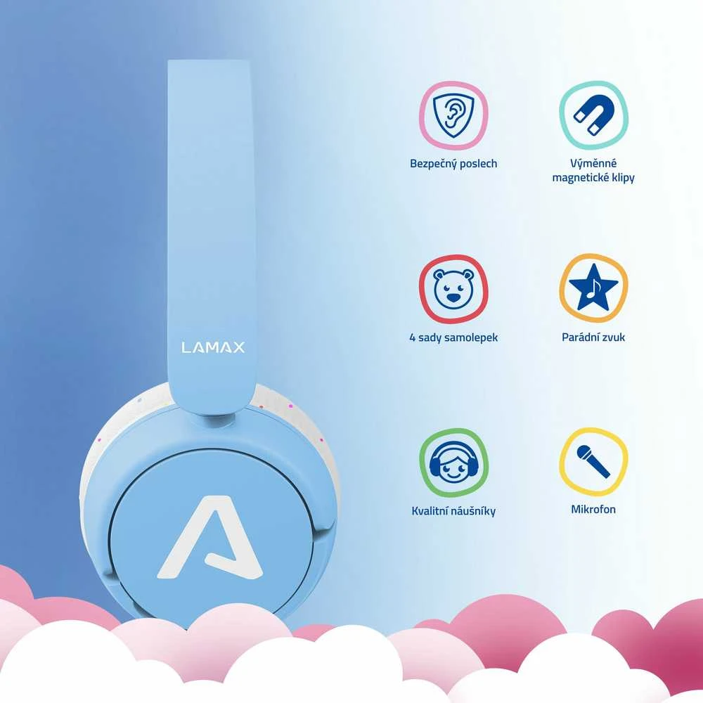 Ausinės LAMAX SoundKid1 - su lankeliu ant galvos - modrá