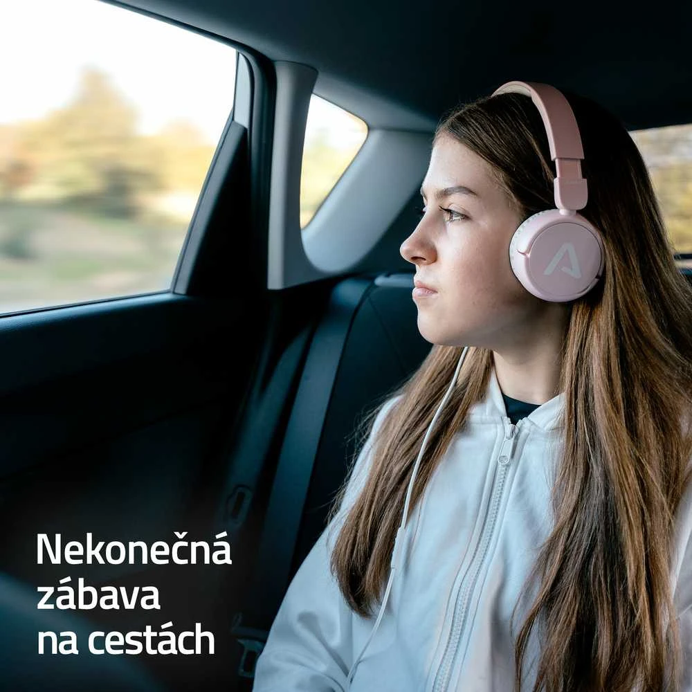 Ausinės LAMAX SoundKid1 - su lankeliu ant galvos - růžová