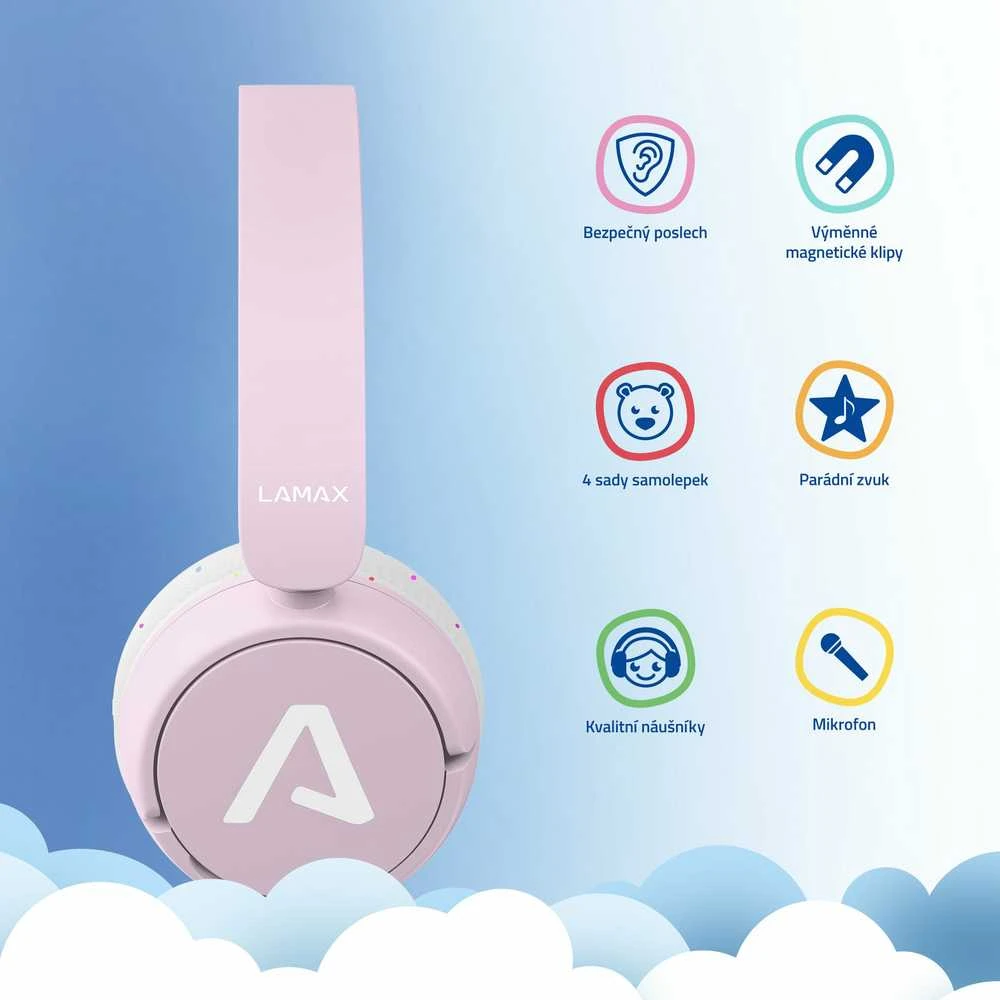Ausinės LAMAX SoundKid1 - su lankeliu ant galvos - růžová