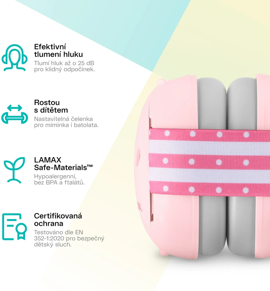 LAMAX BabyMuffs1 Rožinė - protihluková dětská sluchátka