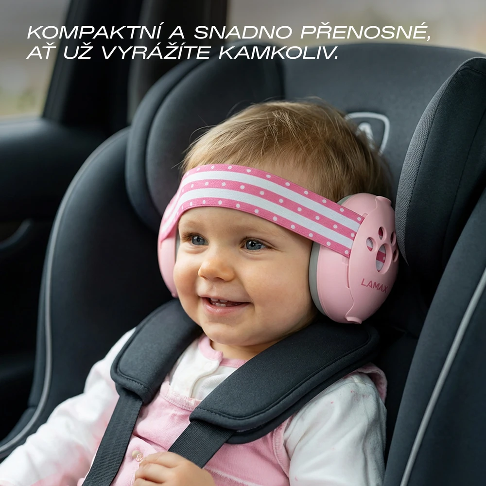 LAMAX BabyMuffs1 Rožinė - protihluková dětská sluchátka