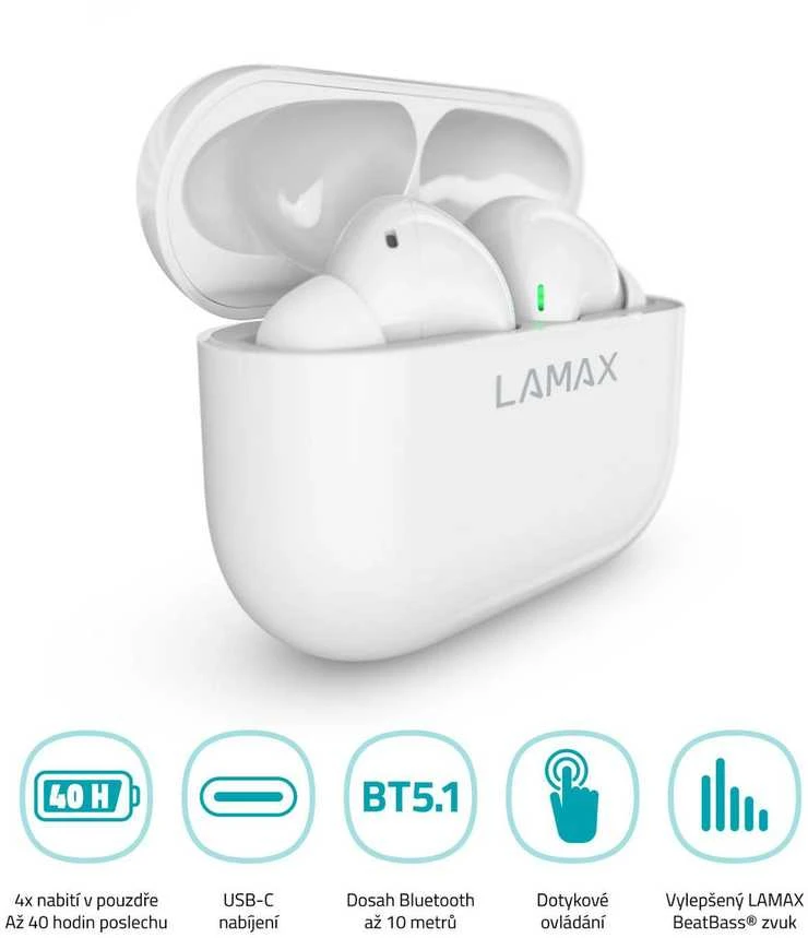 LAMAX Clips1 ausinės - baltos