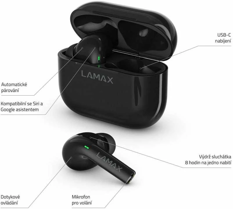 LAMAX Clips1 belaidės ausinės, juodos