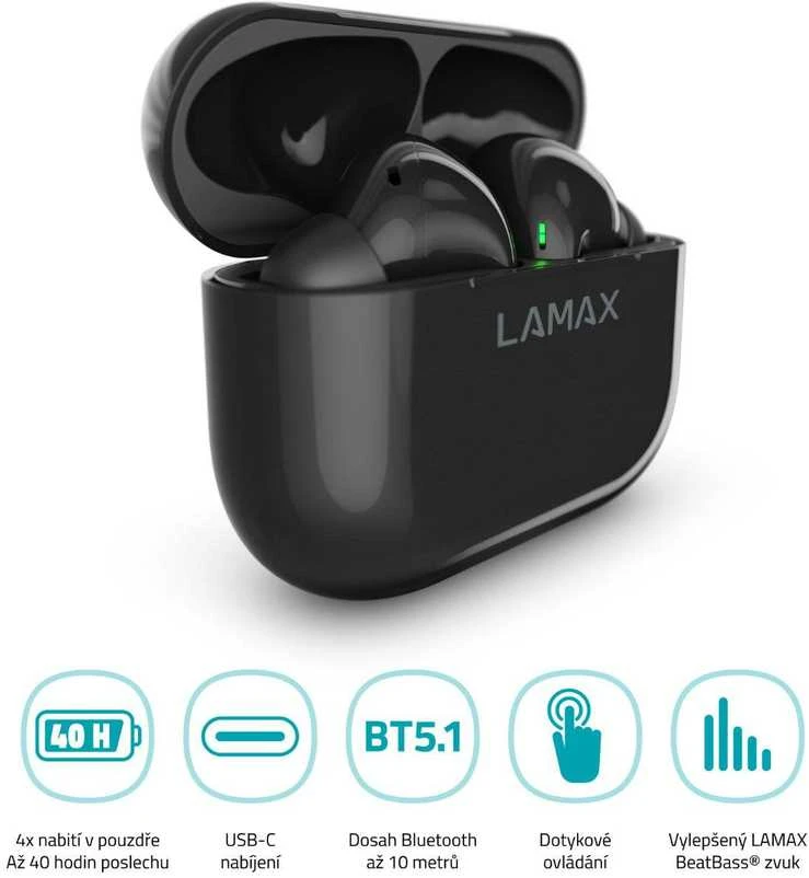 LAMAX Clips1 belaidės ausinės, juodos