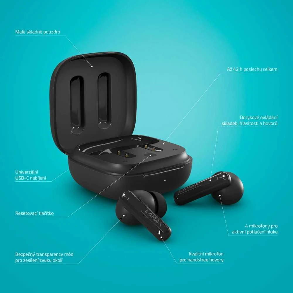 Ausinės Lamax In-Ear Clips1 Plus juodas BT 5.3 Akku 42 Std. retail