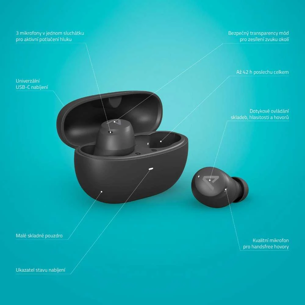 Ausinės Lamax In-Ear Dots3 ANC True Belaidės BT 5.3 Akku 42 Std. retail