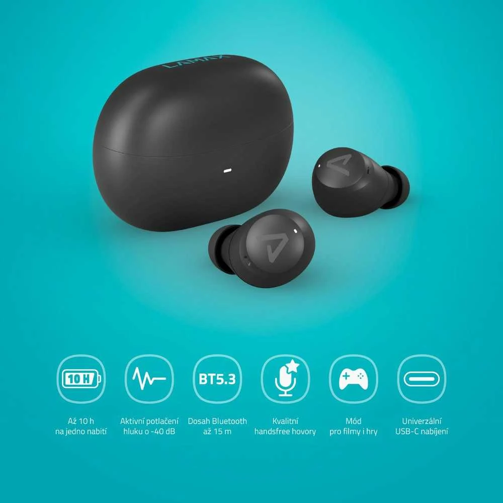 Ausinės Lamax In-Ear Dots3 ANC True Belaidės BT 5.3 Akku 42 Std. retail