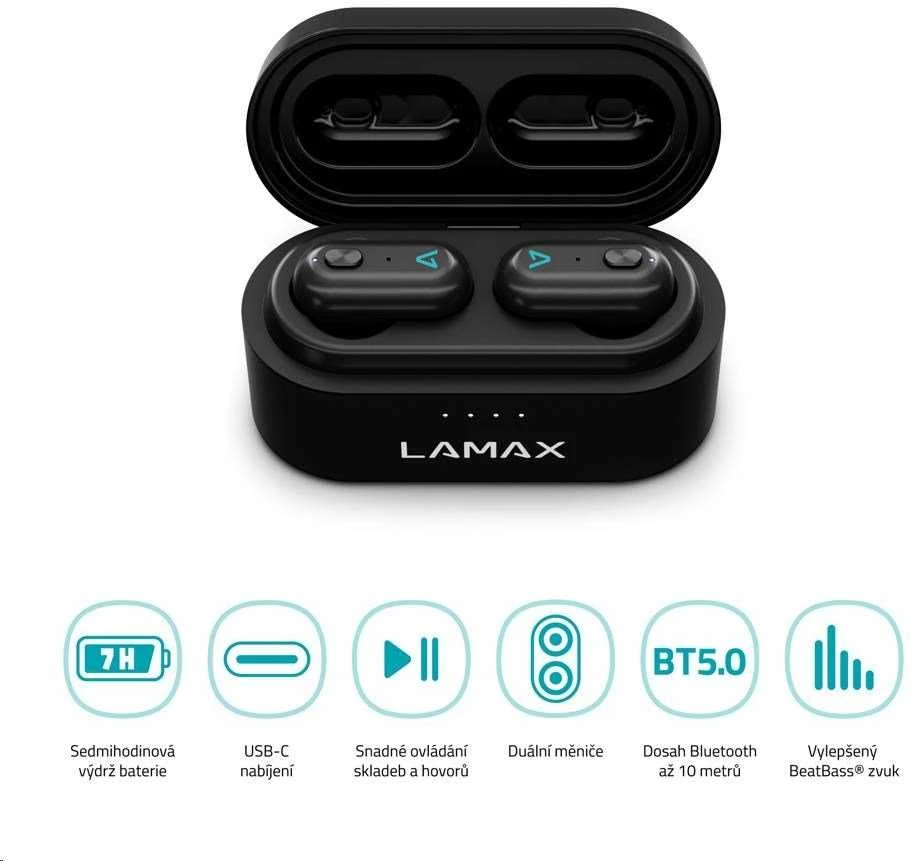 LAMAX Duals1 įdedamos ausinės – juodos