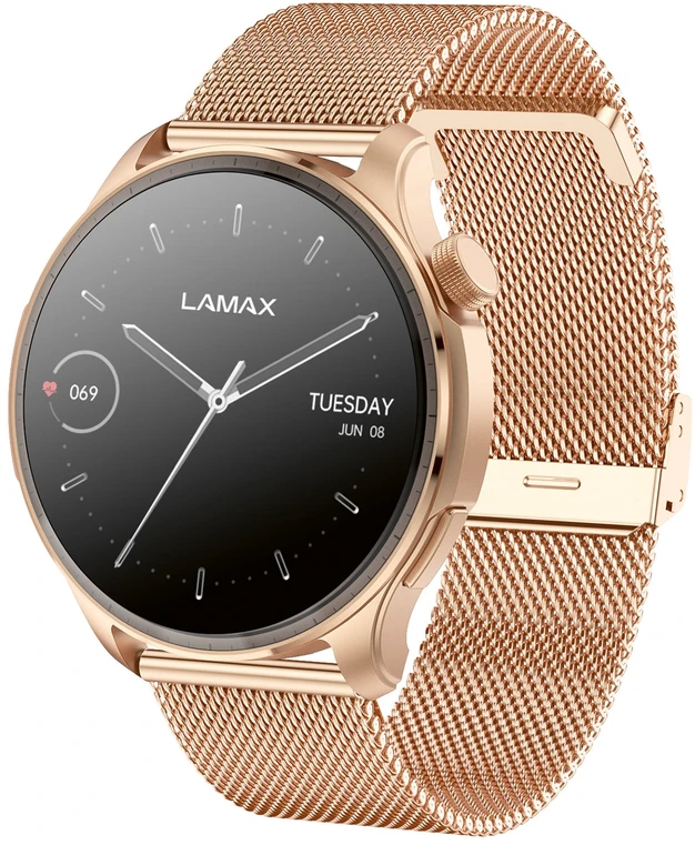 Išmanusis laikrodis LAMAX Prism AMOLED rožinis auksas
