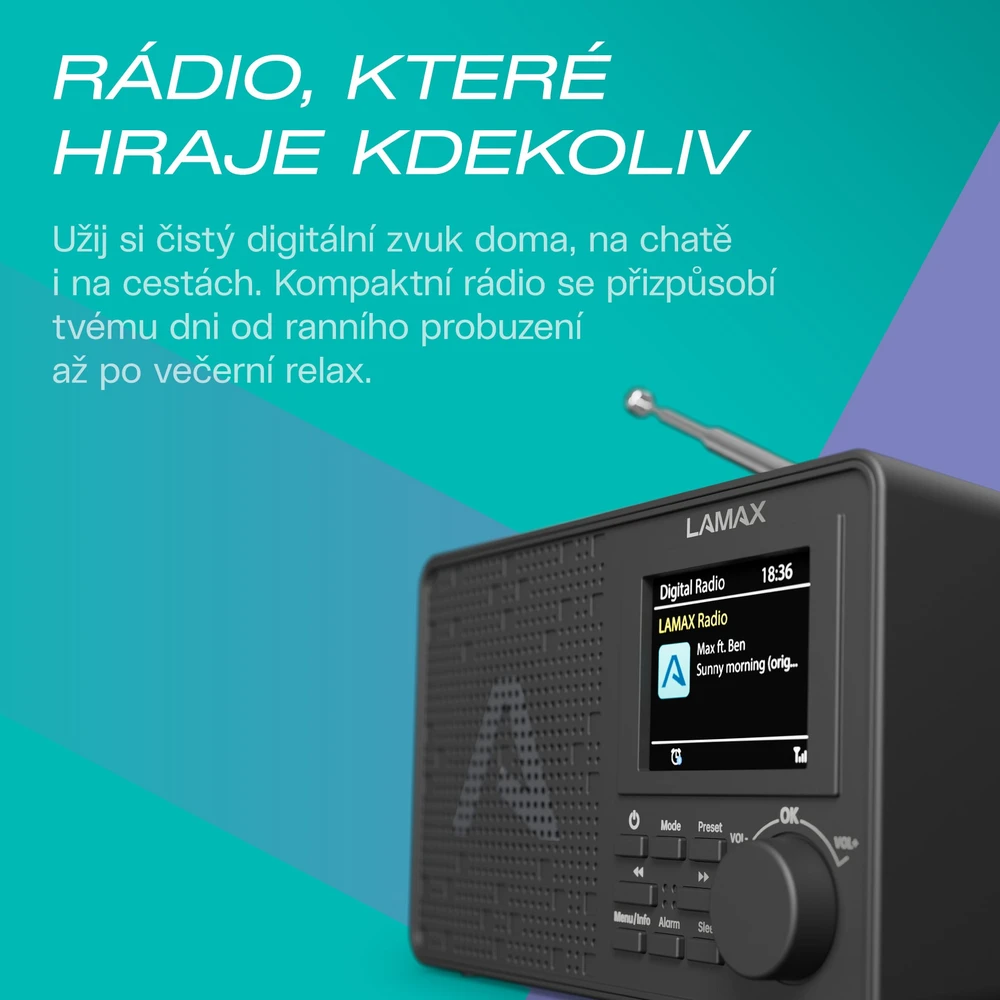 LAMAX RadioVox1 DAB - Nešiojamasis DAB+ radijas su FM imtuvu ir „Bluetooth“
