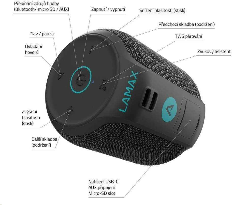 Lamax Sounder 2 Mini Mono Nešiojama kolonėlė Juodas 15 W