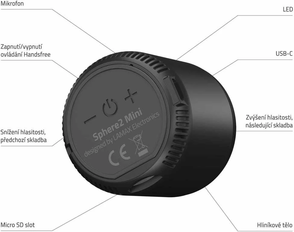 LAMAX Sphere2 Mini Bluetooth reproduktorius, USB-C