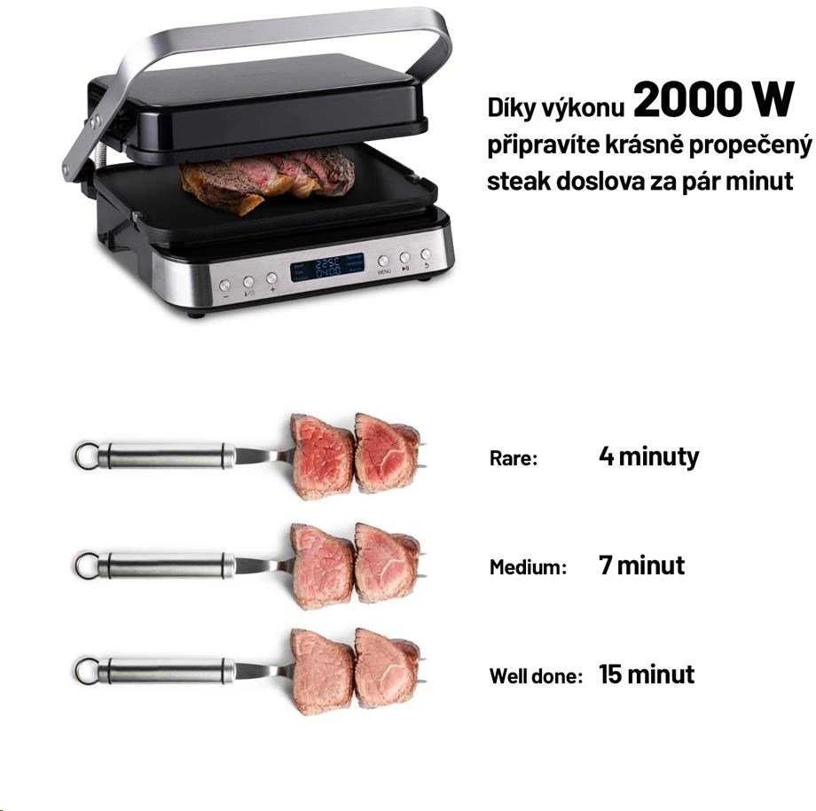 Elektrinis grilius Lauben Kontaktgrill Deluxe 2000ST 2000W juodas retail