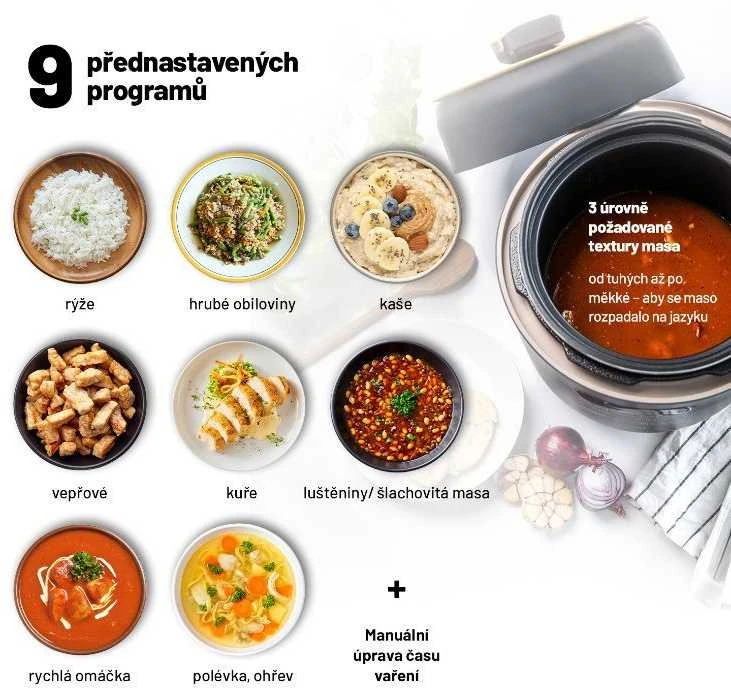 Lauben slėginė viryklė – 9 programos ir maisto pavyzdžiai