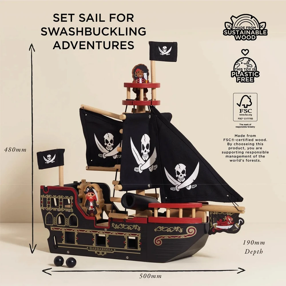 Le Toy Van Medinis Barborossa piratų laivas