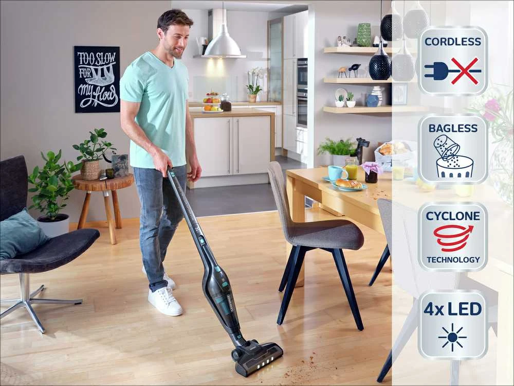 Dulkių siurblys Leifheit Rotaro PowerVac 2in1 20V Bagless Juodas, Mėlyna