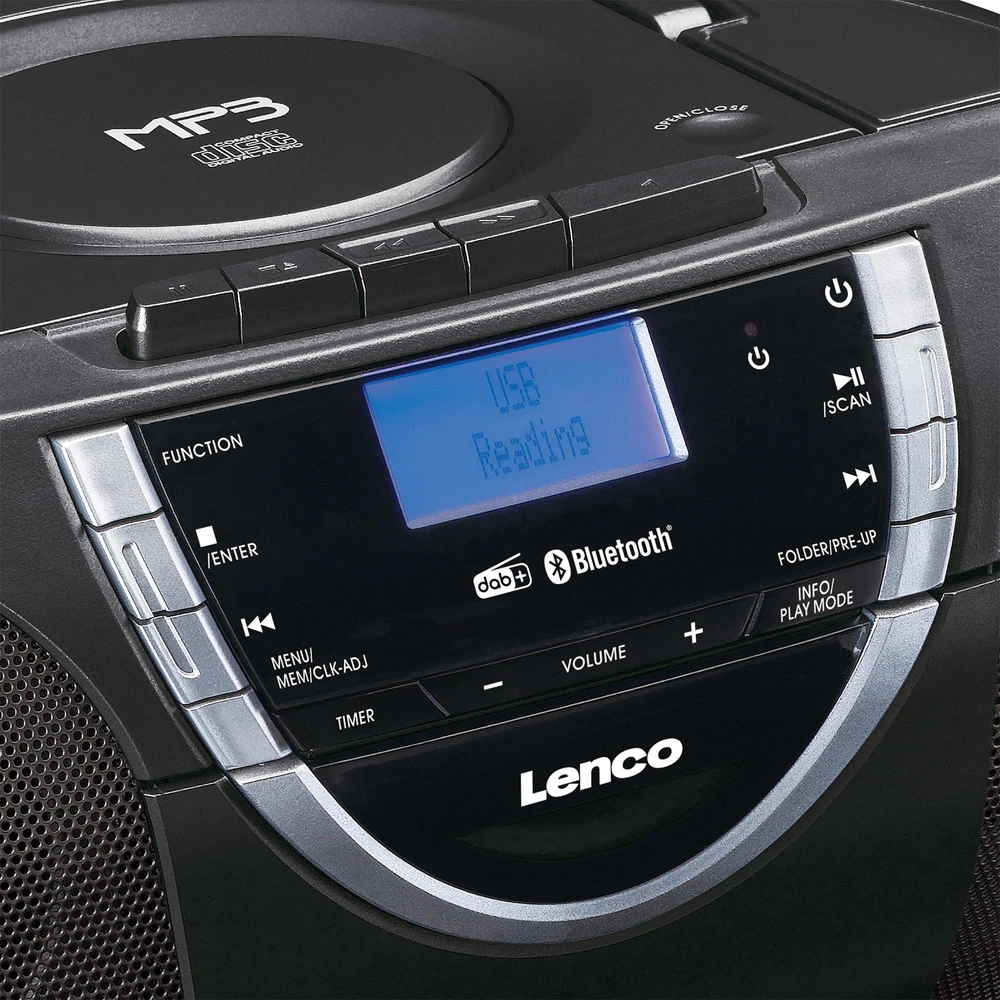 Grotuvas Lenco Lenco DAB+-Radio/Boombox SCD-6900, kaseta, CD grotuvas/MP3, FM, DAB+, juoda