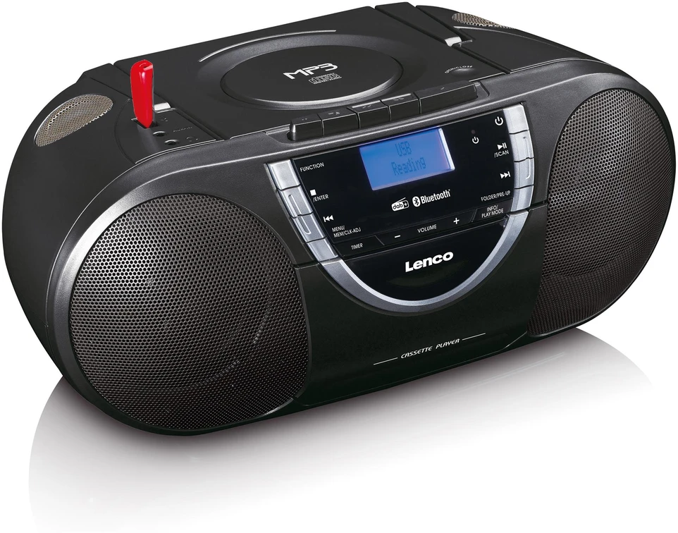 Grotuvas Lenco Lenco DAB+-Radio/Boombox SCD-6900, kaseta, CD grotuvas/MP3, FM, DAB+, juoda