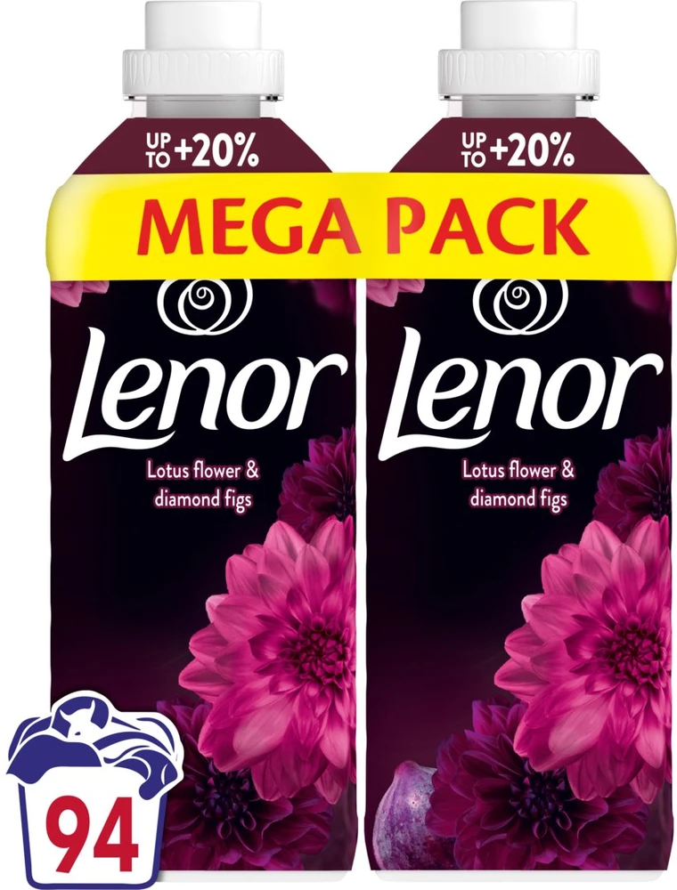 LENOR Audinių minkštiklis "Diamond Figs & Lotus Flower" 2x987 ml (94 skalbimai)