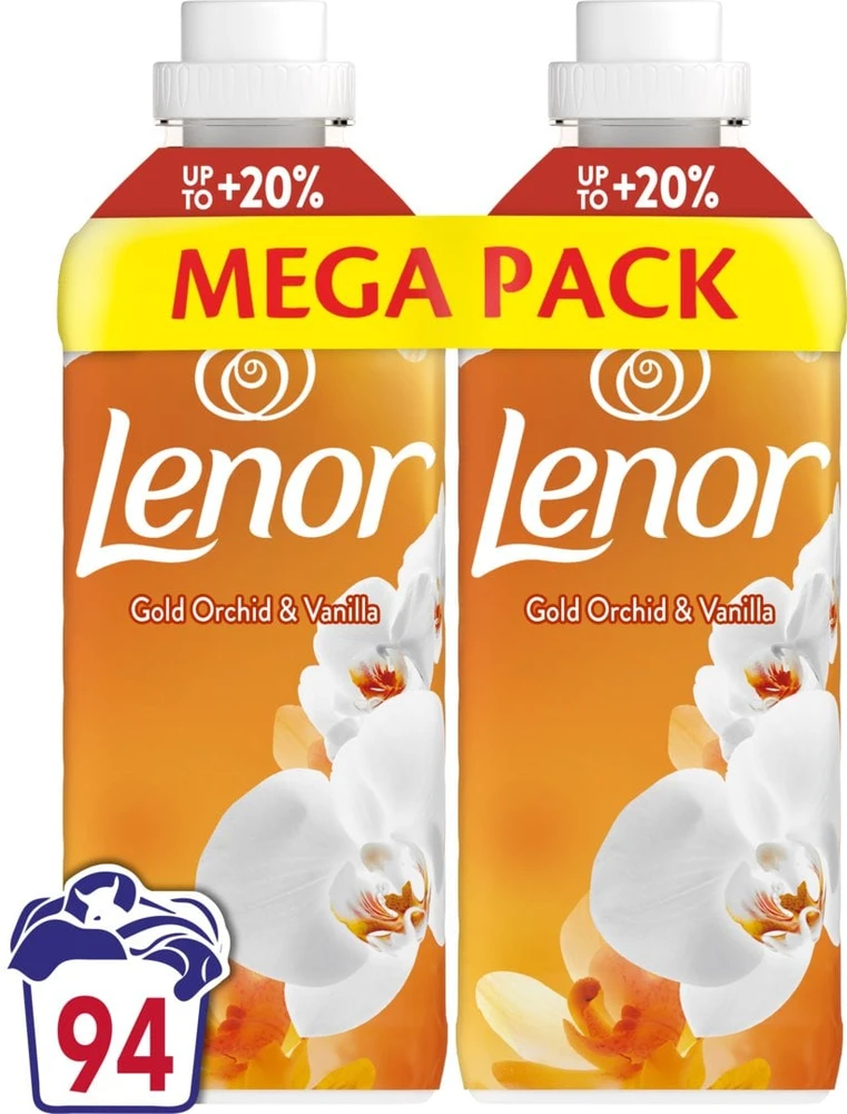 LENOR audinių minkštiklis Gold Orchid & Vanilla 2 x 987 ml (94 Skalbimai)