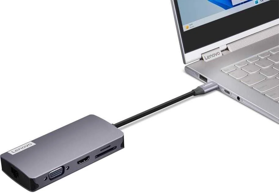 Lenovo USB-C daugiafunkcė stotelė prijungta prie kompiuterio