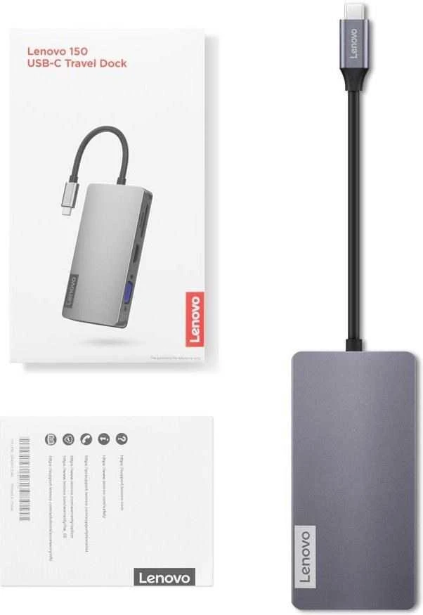 Lenovo USB-C Travel Dock su pakuote ir vartotojo vadovu